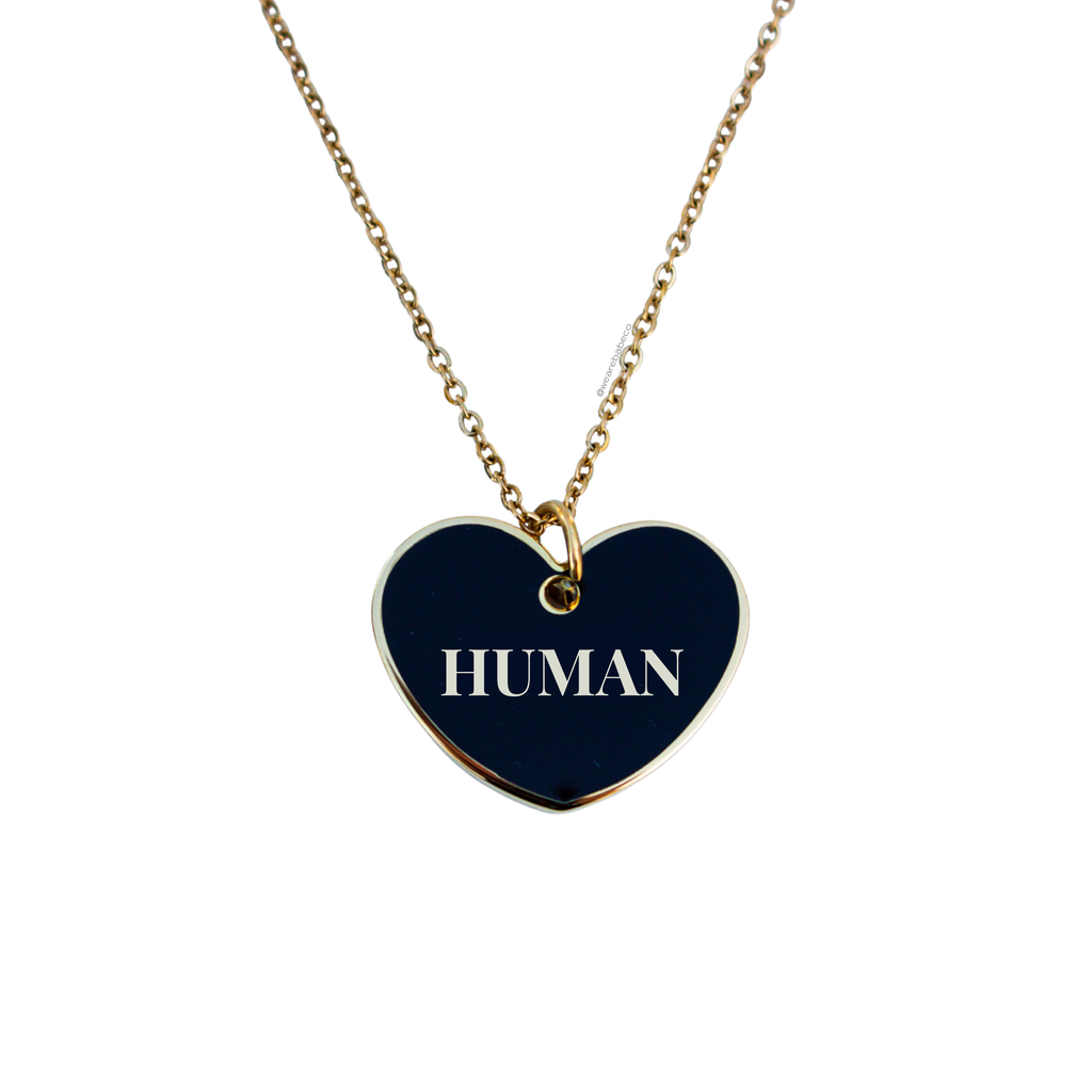 HUMAN Black Heart Necklace - $20 Donated to PCRF