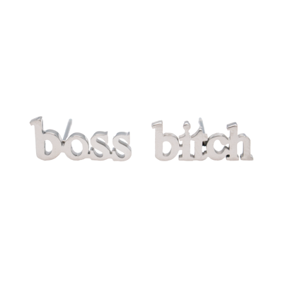 Boss Bitch Earring Set - Metal Marvels - Bold mantras for bold women.