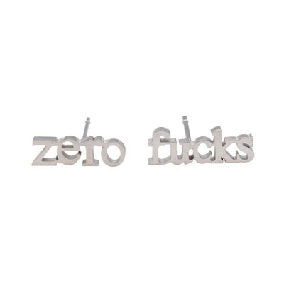 Zero Fucks Earring Set - Metal Marvels - Bold mantras for bold women.